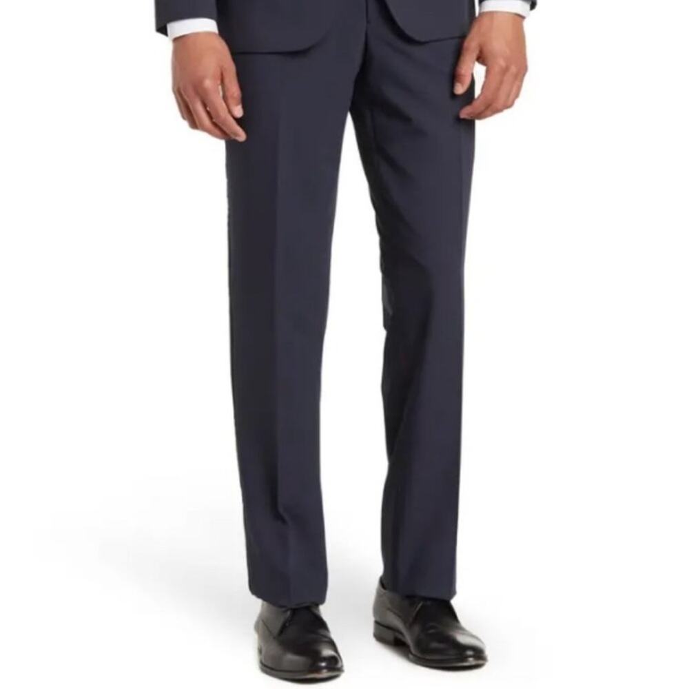 Nordstrom Rack Mens Size 42 x 36 Navy Trim Fit Tuxedo Dress Pants NWT Raw Hem
